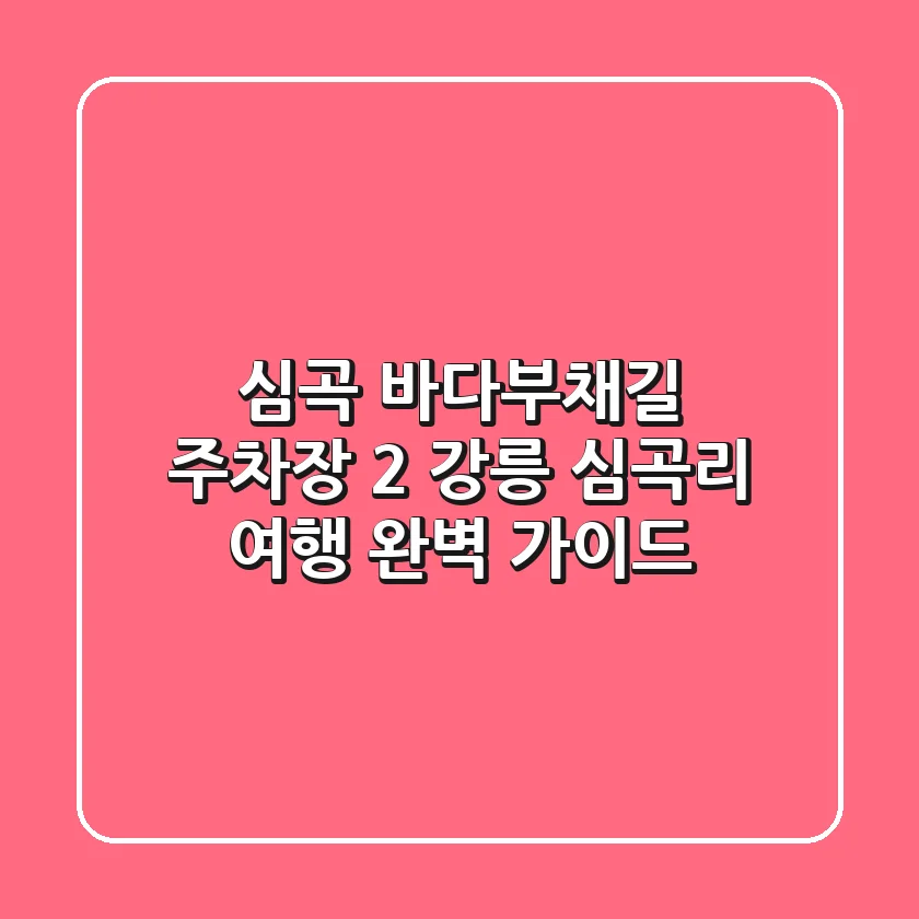 심곡 바다부채길 주차장 2: 강릉 심곡리 여행 완벽 가이드