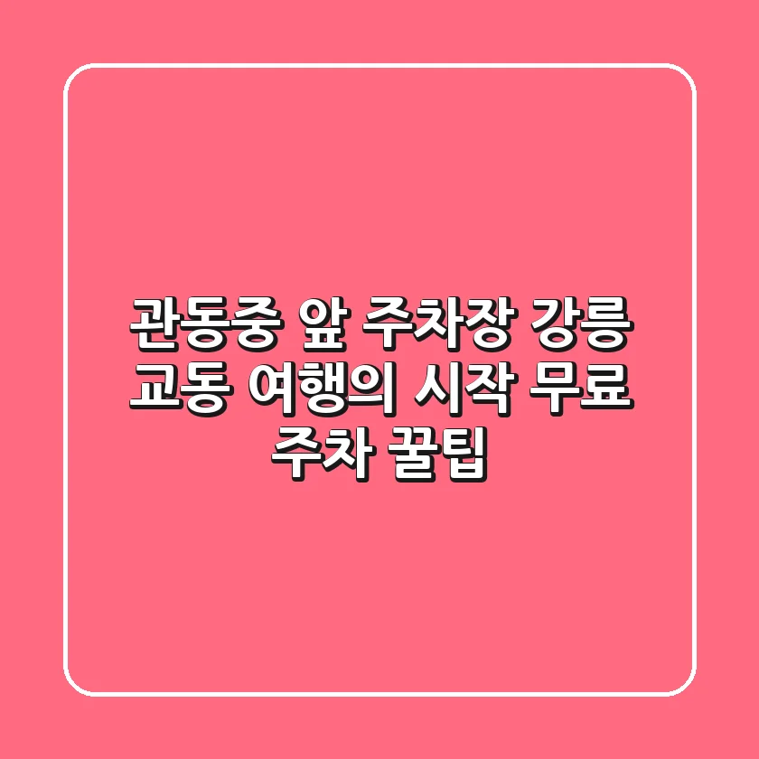 관동중 앞 주차장: 강릉 교동 여행의 시작, 무료 주차 꿀팁!