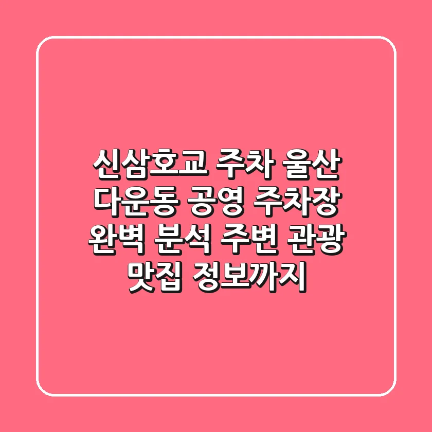 신삼호교 주차, 울산 다운동 공영 주차장 완벽 분석! 주변 관광 & 맛집 정보까지